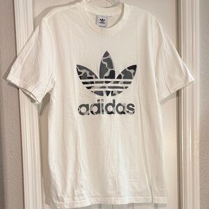 Adidas White Tee with Camouflage Logo